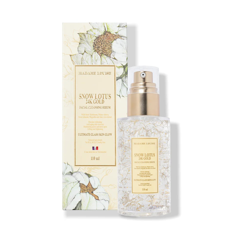 Skincare product with packaging featuring floral design on a white background
